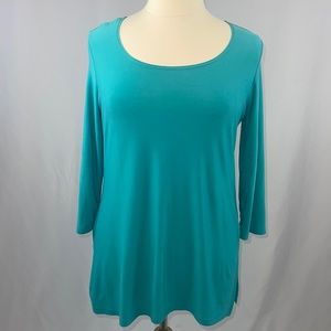 Slinky Brand scoop neck, 3/4 sleeve, slit on sides top - Large